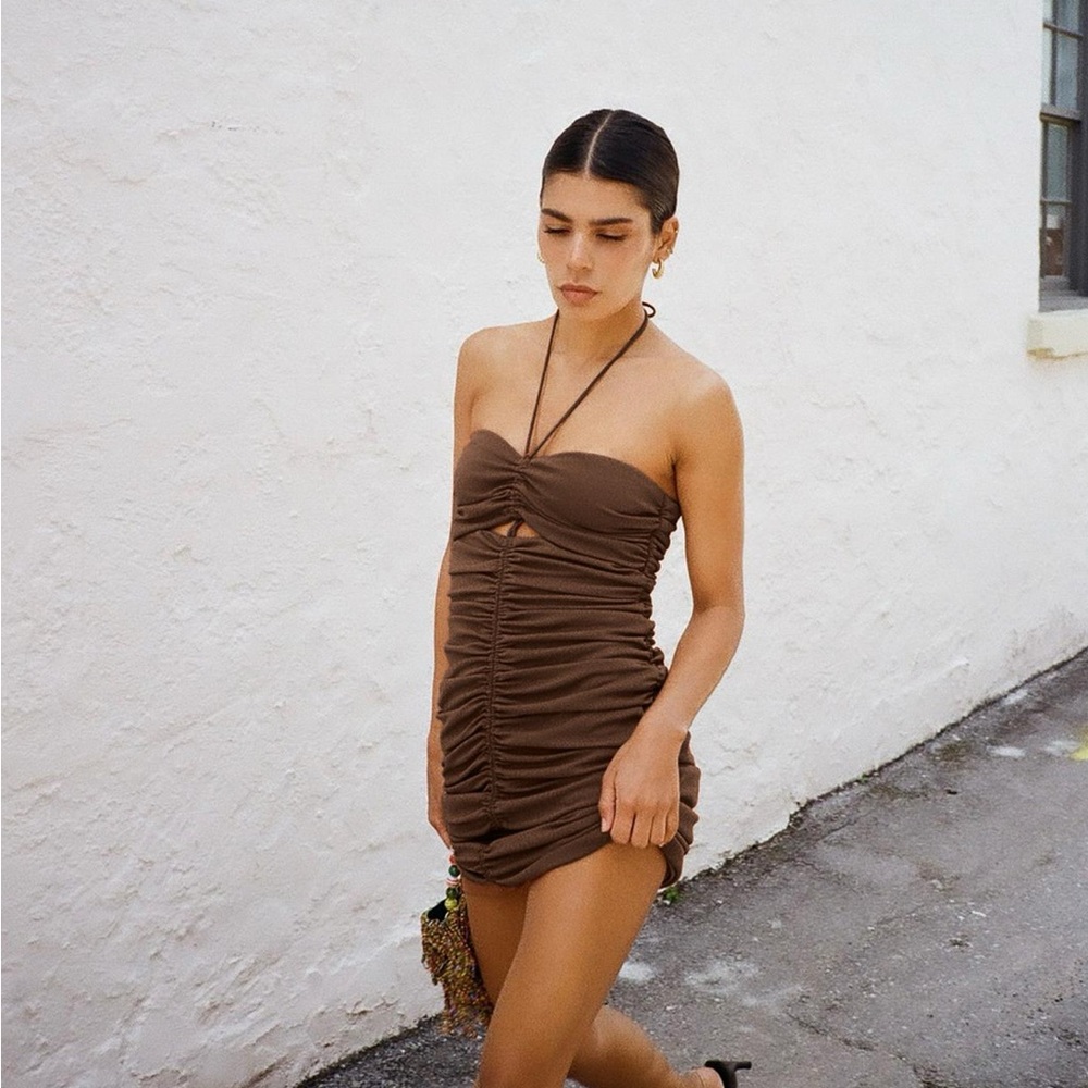 Zara - size small - brown rouched dress